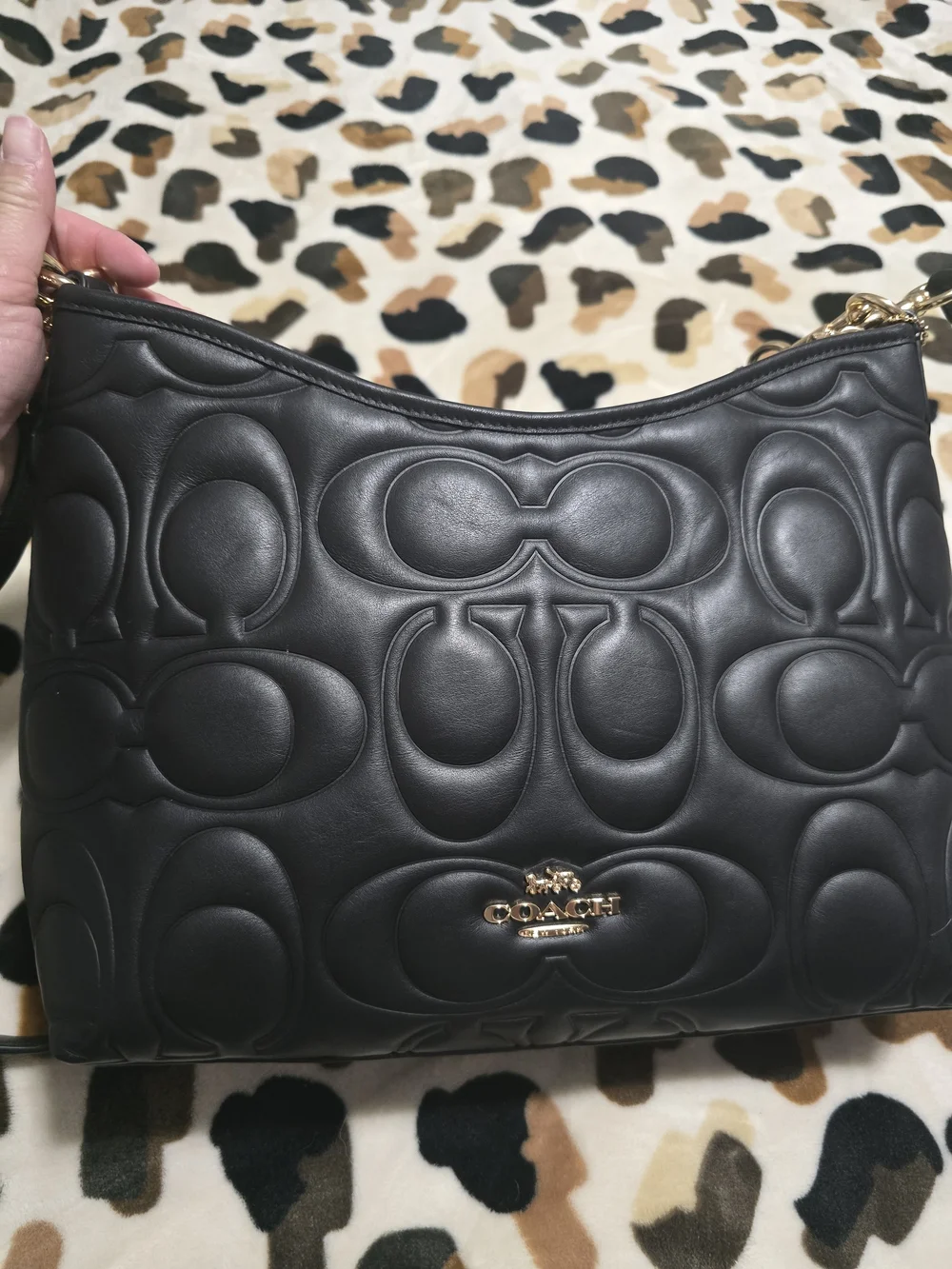 COACH Black Quilted Signature Leather Shoulder Bag